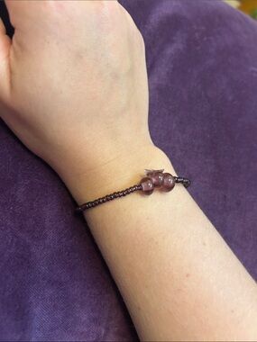 🔥$5 add on 🔥Handmade Purple Glass Bead Cat Bracelet